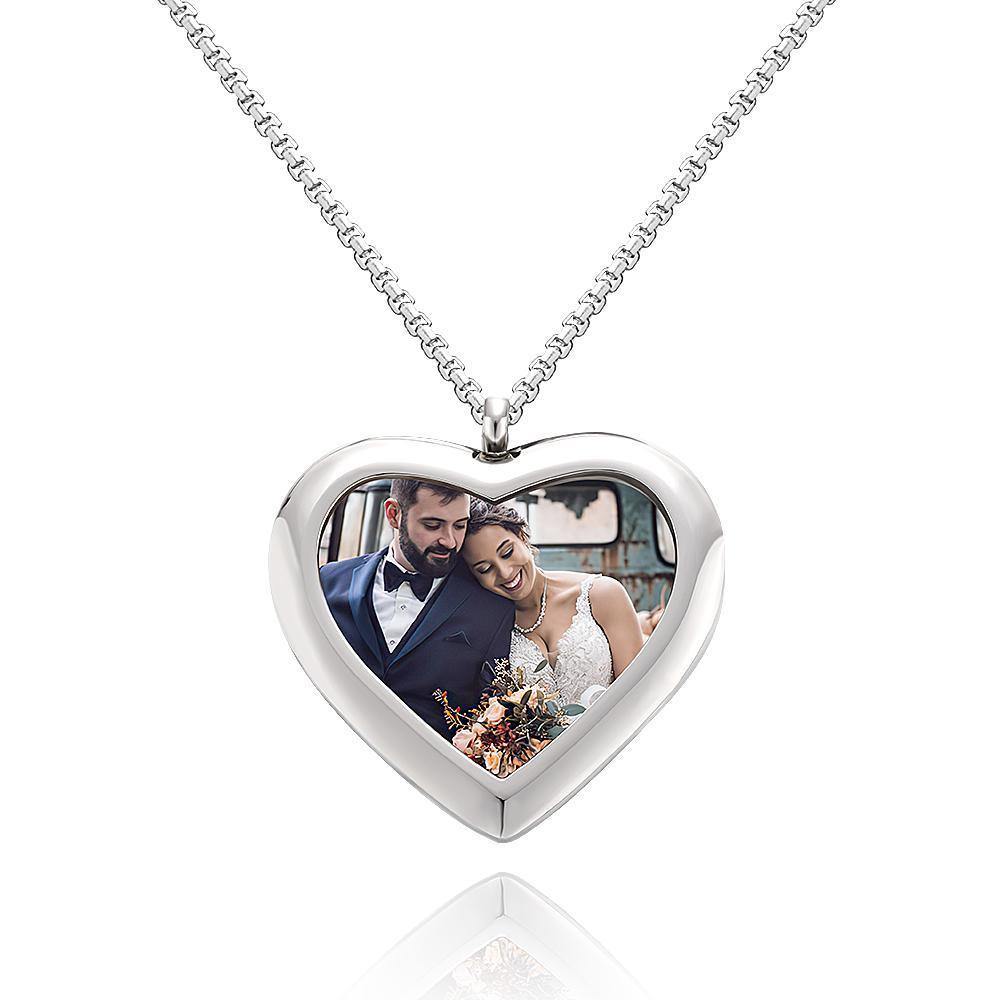 Custom Heart Photo Pendant Necklace Anniversary Gift for Her