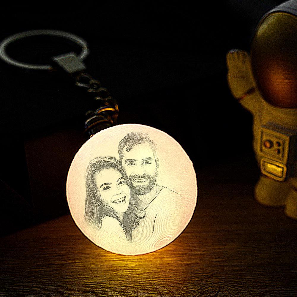 Custom 3D Printed Photo Moon Lamp Keychain For Wife