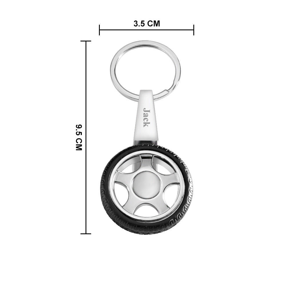 Custom Name Spinning Tire Keychain Gifts for Husband
