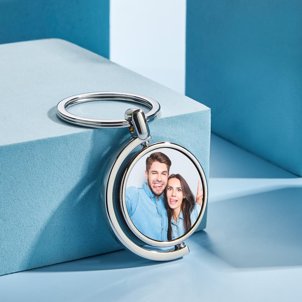 Custom Photo Keychain Whirling Simple Metal Gift For Girlfriend