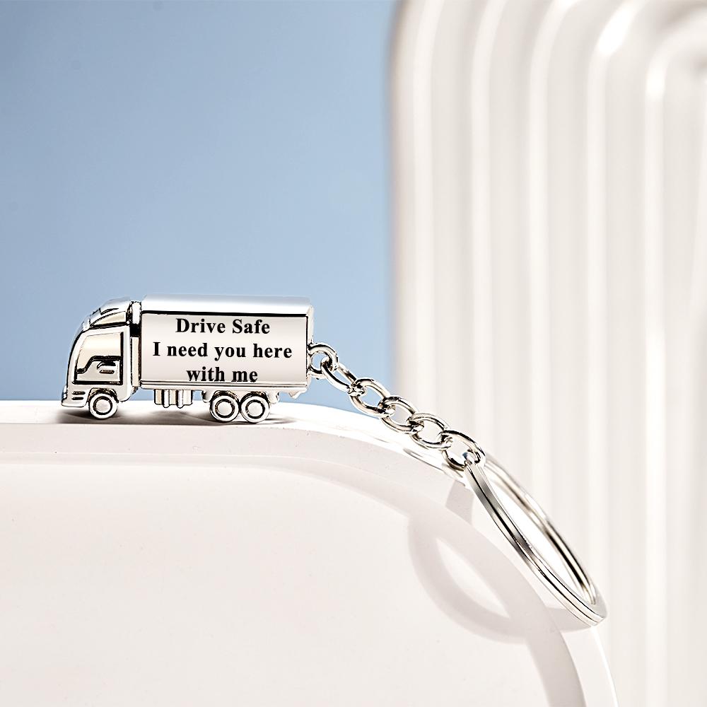 Customized Truck Keychain Drive Safe Keychain Custom Truck charm Engraved Keychain For Husband