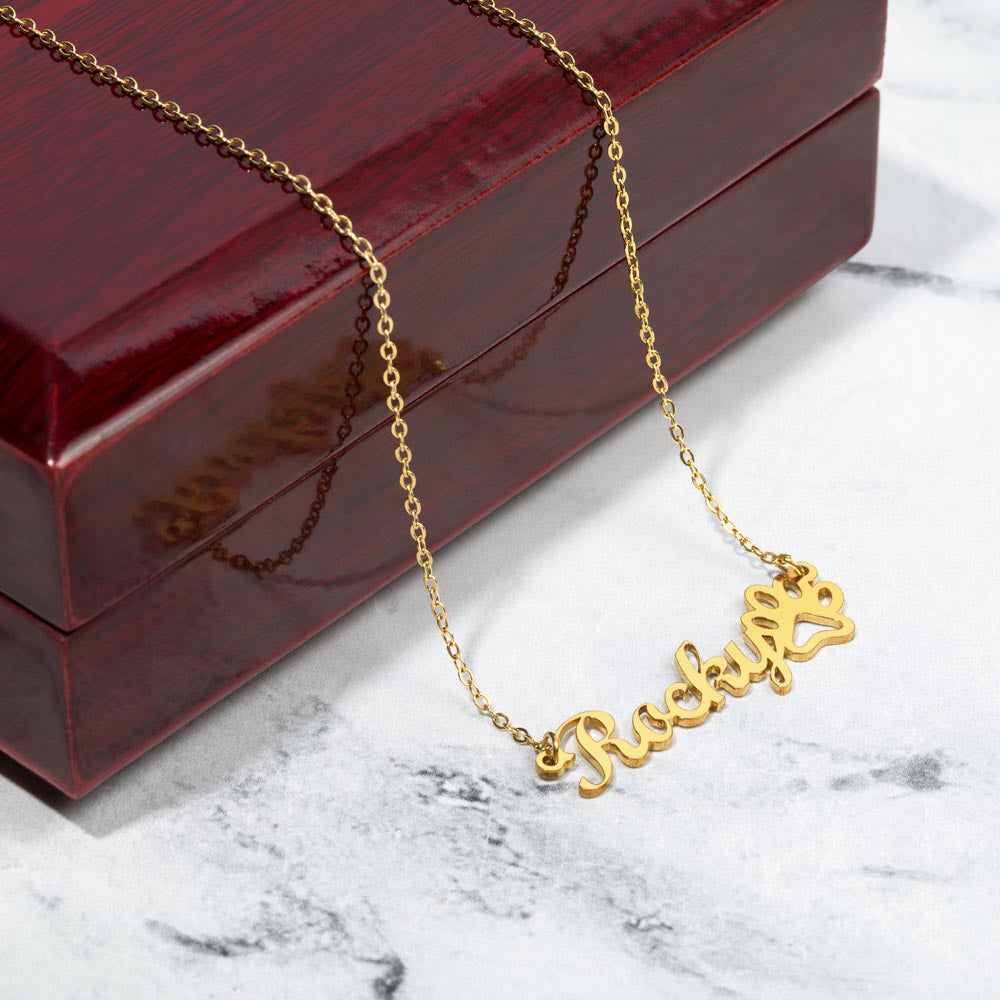 Paw Sign Name Necklace