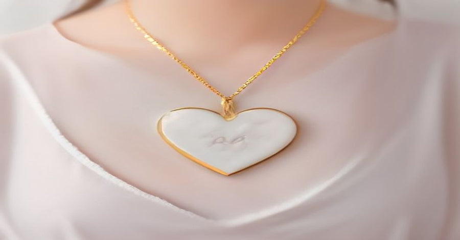 Elegant custom engraved heart photo necklace pendant on gold chain