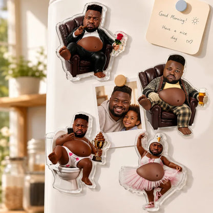 Custom Face Dad Squishy Belly Anti-collision Acrylic Sticker Personalized Photo Fridge Magnet Funny Gift