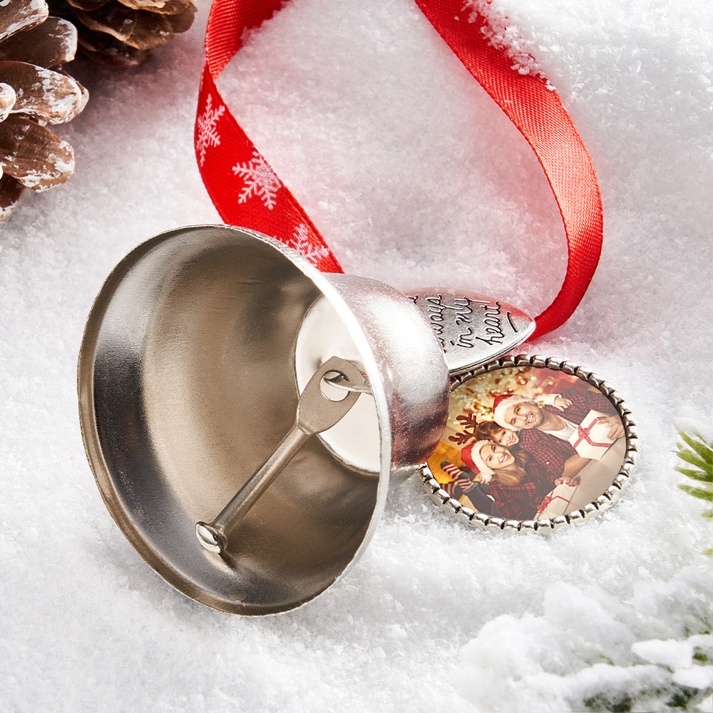 Custom Photo Bell Ornament with “You Are Always in My Heart” Tag – Christmas Keepsake Gift