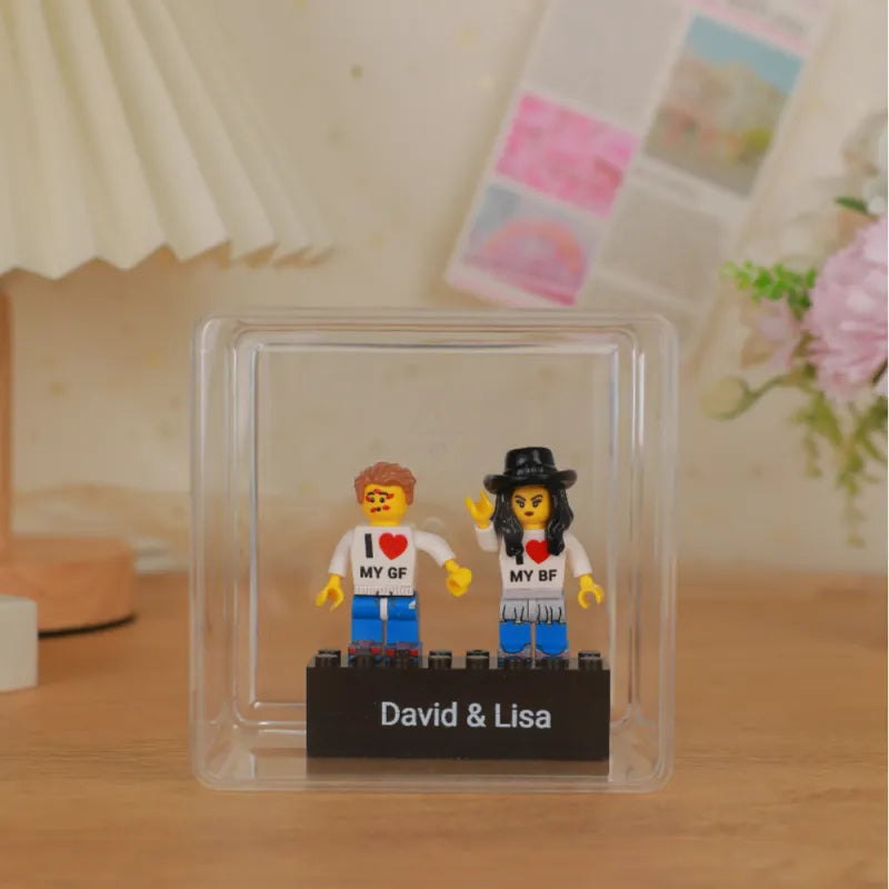 Custom Couple Minifig With Engraved Base and Display Box Gift For Lovers On Valentine's Day