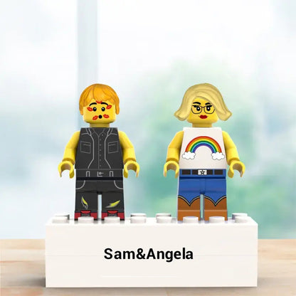 Custom Couple Minifig With Engraved Base and Display Box Gift For Lovers On Valentine's Day
