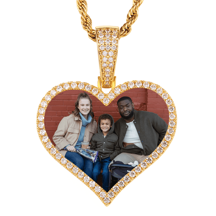 14K Gold Plated Personalized Heart Medallion Necklace - 25th Anniversary Gifts For Couples