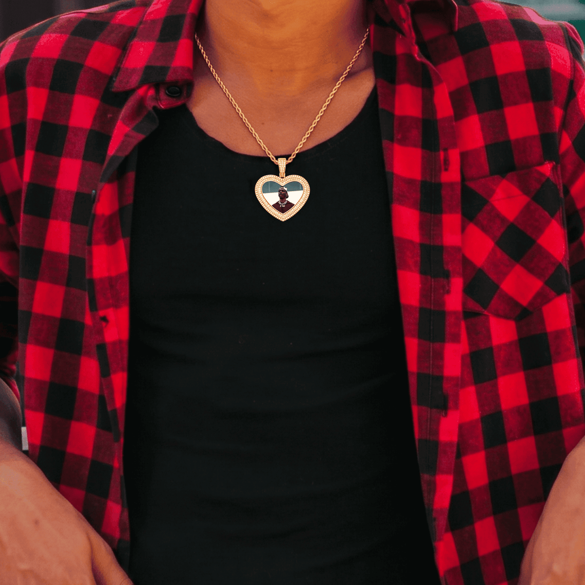 18K Gold Medallion Photo Necklace