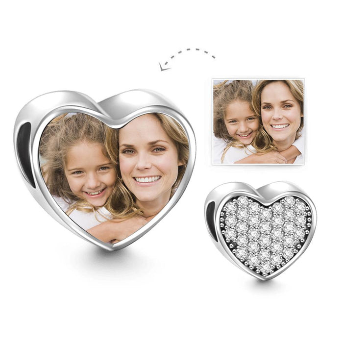 Custom Heart Photo Charm Personalized Picture Bead