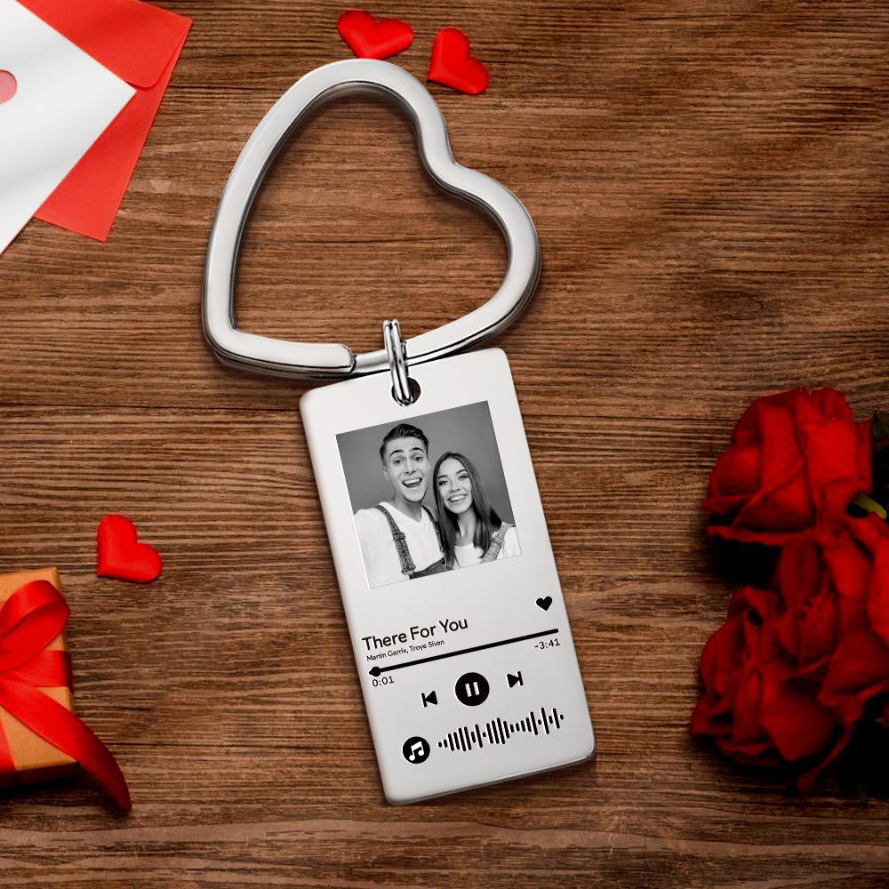 Custom Photo Scannable Code Keychain Music Keychain Gift For Couples