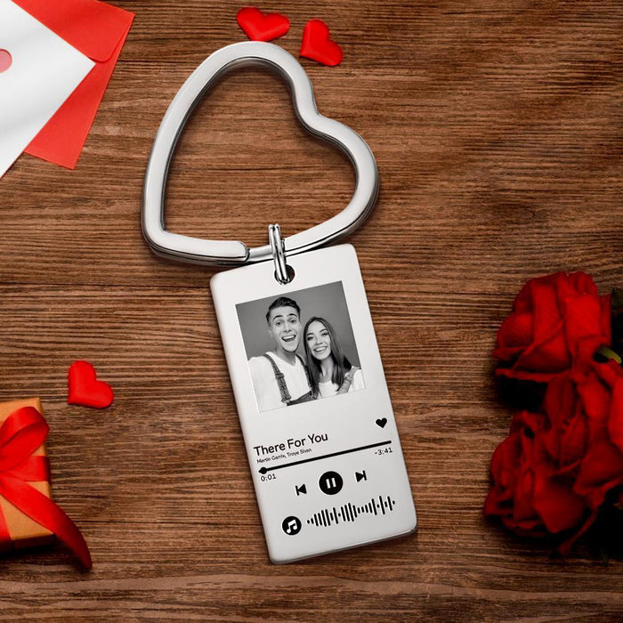 Custom Photo Scannable Code Keychain Music Keychain Gift For Couples