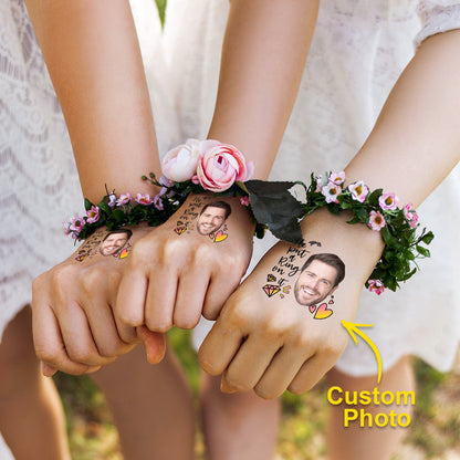 Personalized Waterproof Temporary Face Photo Tattoo Stickers with Name Set of 15 Bachelorette Party,  Birthday Or Wedding Favors