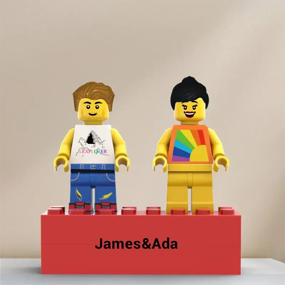 Custom Couple Minifig With Engraved Base and Display Box Gift For Lovers On Valentine's Day