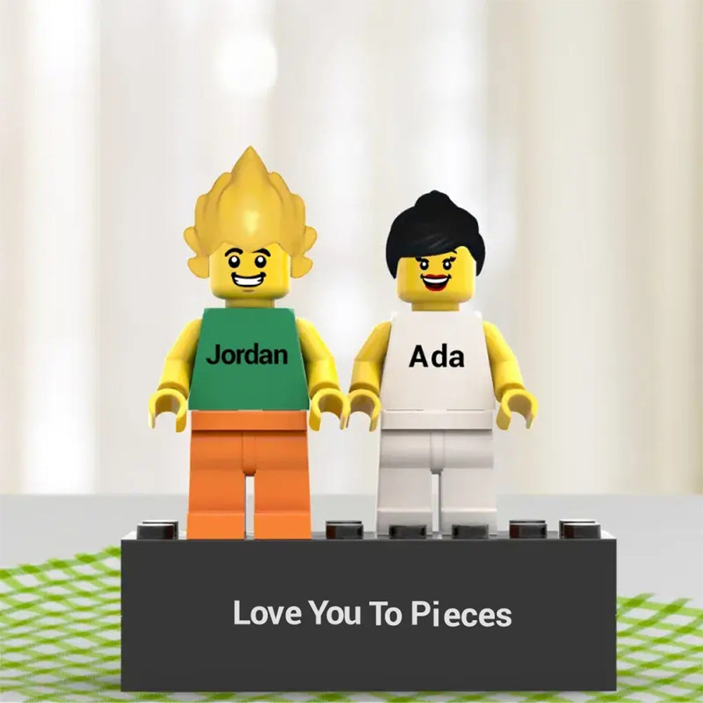Custom Couple Minifig With Engraved Base and Display Box Gift For Lovers On Valentine's Day
