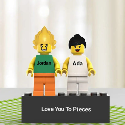 Custom Couple Minifig With Engraved Base and Display Box Gift For Lovers On Valentine's Day