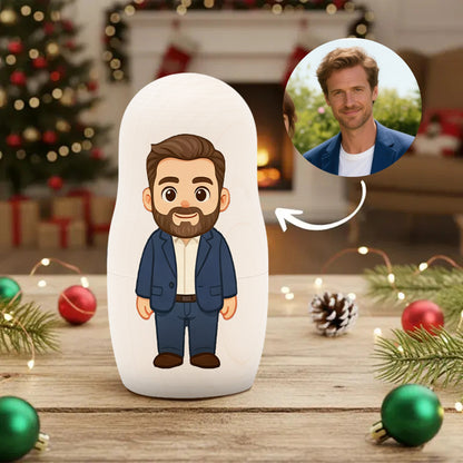 Personalized Portrait Nesting Doll Custom Photo Family Portrait Preview Cartoon Style Gift For Christmas