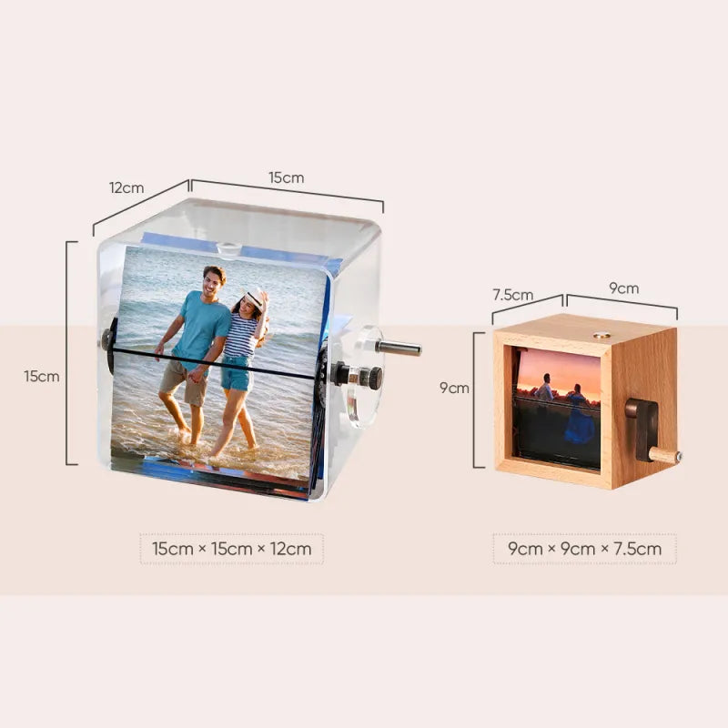 Custom 24 Photos Flipbook Frame Animation Machine Detachable Photos Hand cranked Flipbook Box For Anniversary Or Valentines Gift