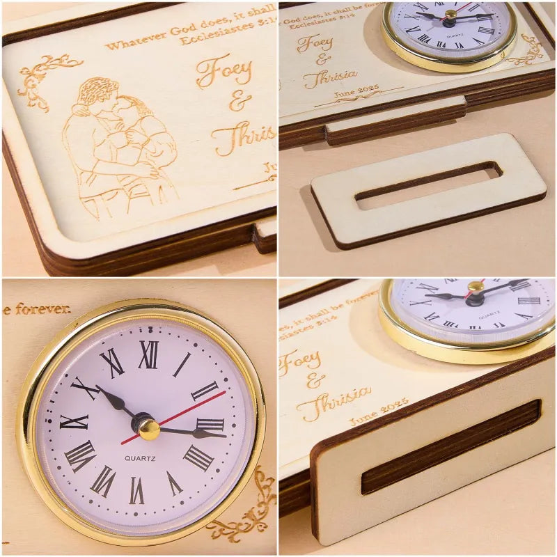 Personalized Wooden Clock Can Custom Photo And Text  Anniversary Gifts