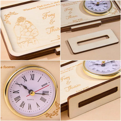 Personalized Wooden Clock Can Custom Photo And Text  Anniversary Gifts