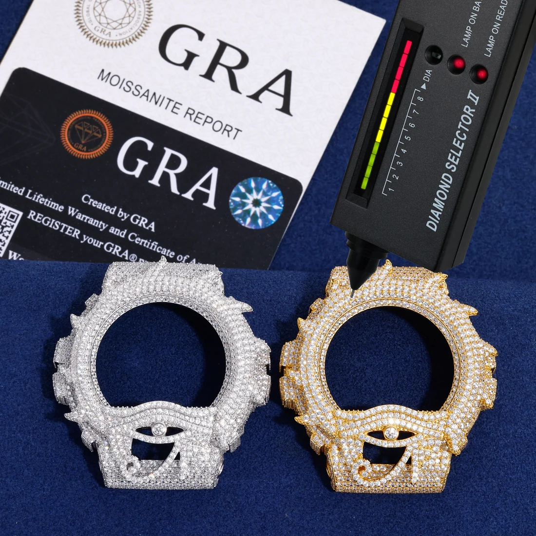 Moissanite Eye Pattern Flame Iced Out Bezel Case Compatible with DW6900 Series CMW0043