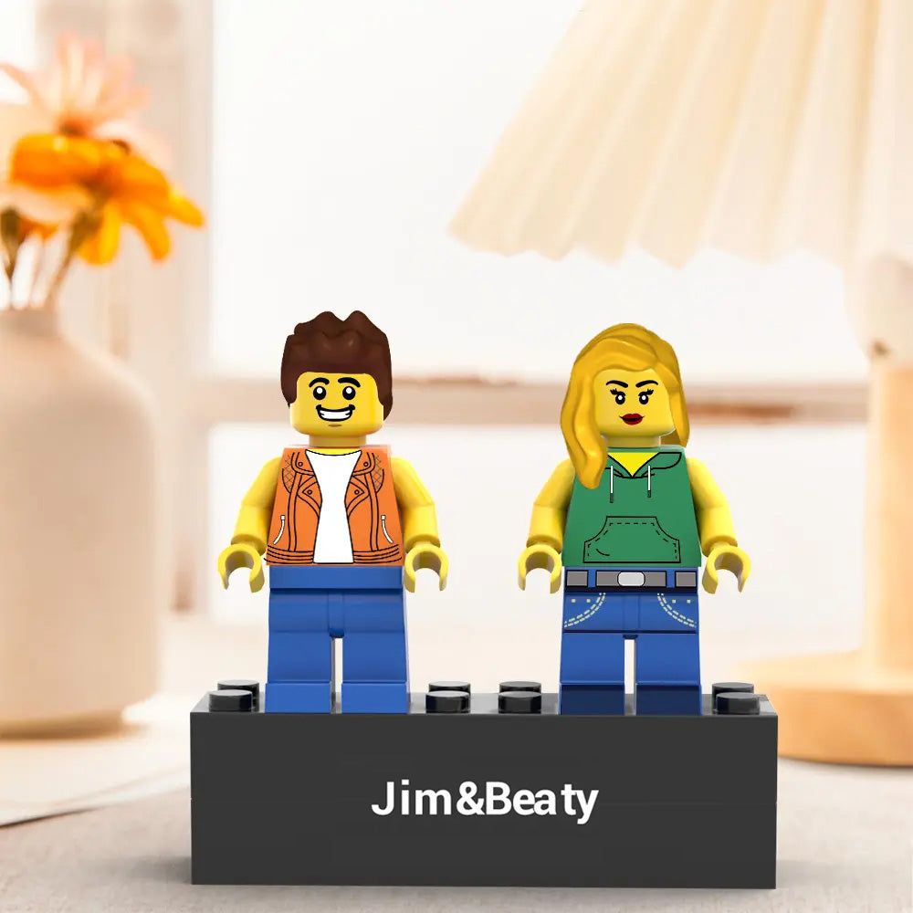 Custom Couple Minifig With Engraved Base and Display Box Gift For Lovers On Valentine's Day