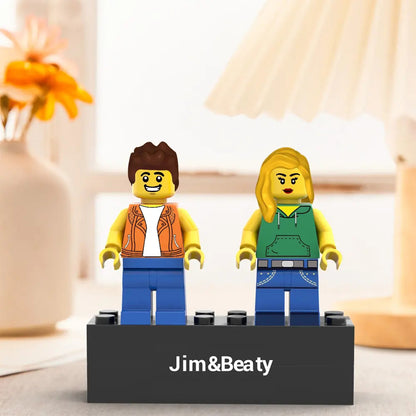 Custom Couple Minifig With Engraved Base and Display Box Gift For Lovers On Valentine's Day