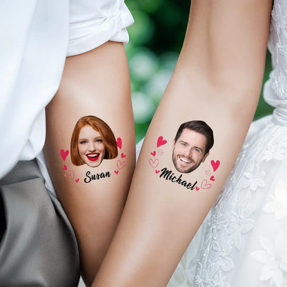 Personalized Waterproof Temporary Face Photo Tattoo Stickers with Name Set of 15 Bachelorette Party,  Birthday Or Wedding Favors