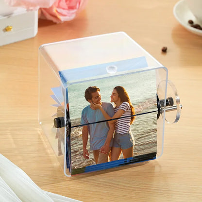 Custom 24 Photos Flipbook Frame Animation Machine Detachable Photos Hand cranked Flipbook Box For Anniversary Or Valentines Gift