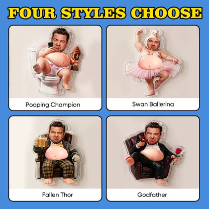Custom Face Dad Squishy Belly Anti-collision Acrylic Sticker Personalized Photo Fridge Magnet Funny Gift