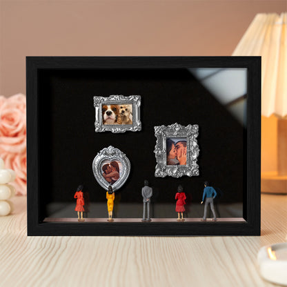 Cute Miniature Museum With Spot Lights  Black Frame Personalized Couples Gift for Her