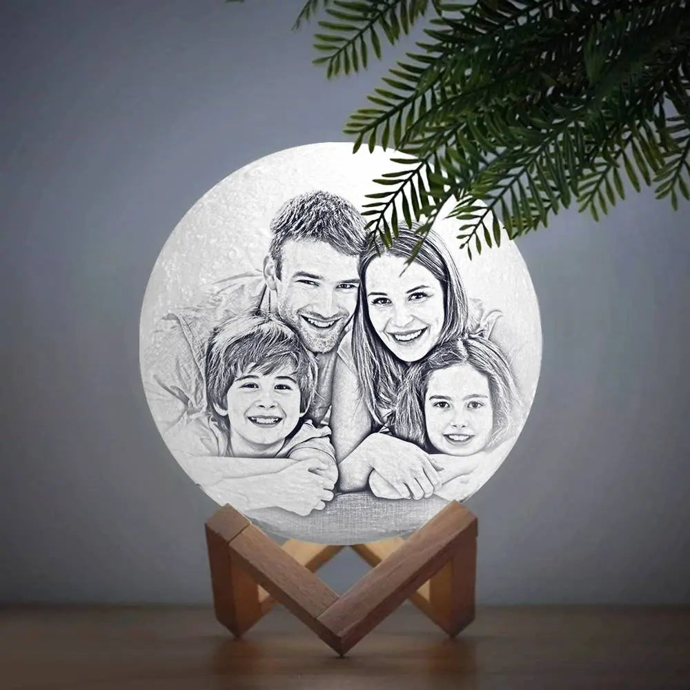 Custom 3D Printed Photo Lunar Moon Light  Lamp  Perfect Christmas Gift for Family