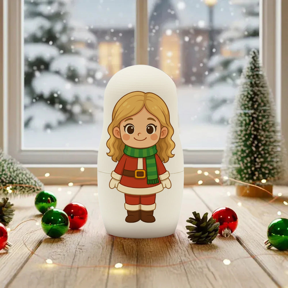 Personalized Portrait Nesting Doll Custom Photo Family Portrait Preview Cartoon Style Gift For Christmas