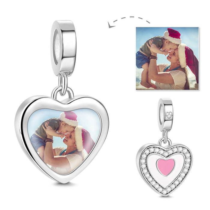 Custom Photo Dangle Heart Charm