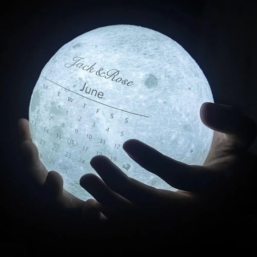 Custom Photo Moon Lamp Engraved Name Light 3D Christmas Family Gift