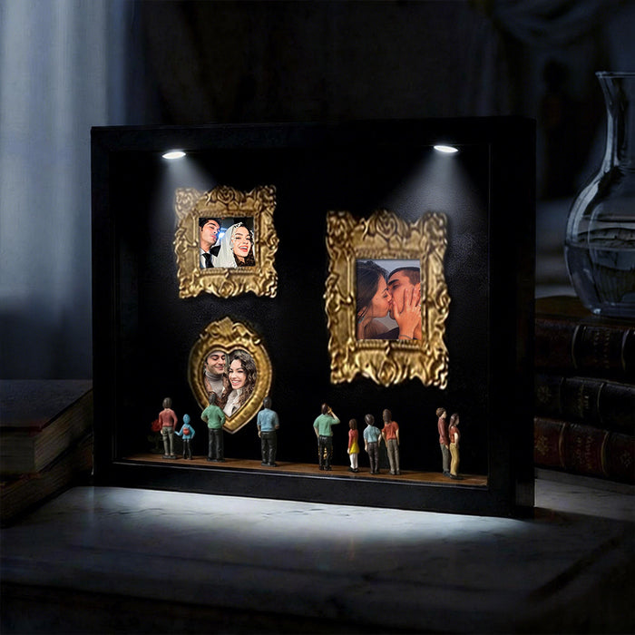 Cute Miniature Museum With Spot Lights  Black Frame Personalized Couples Gift for Her