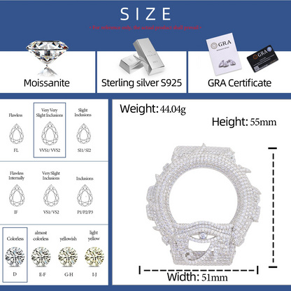 Moissanite Eye Pattern Flame Iced Out Bezel Case Compatible with DW6900 Series CMW0043