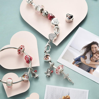 Custom Heart Photo Charm Personalized Picture Bead