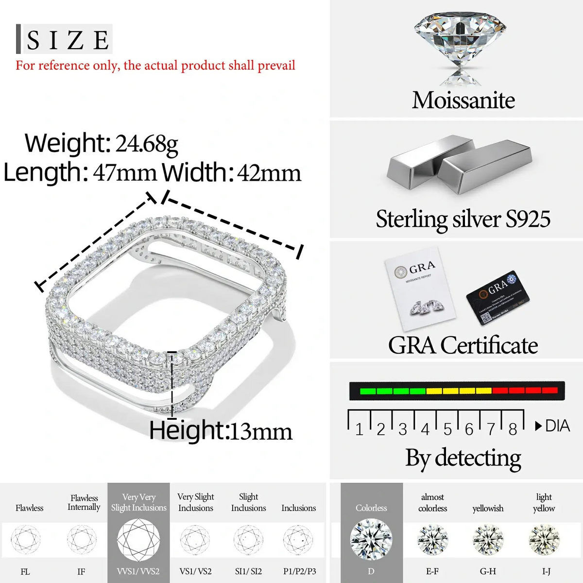 Hip Hop Moissanite Iced Bezel Case Compatible with Apple Watch Series 11
