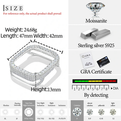 Hip Hop Moissanite Iced Bezel Case Compatible with Apple Watch Series 11