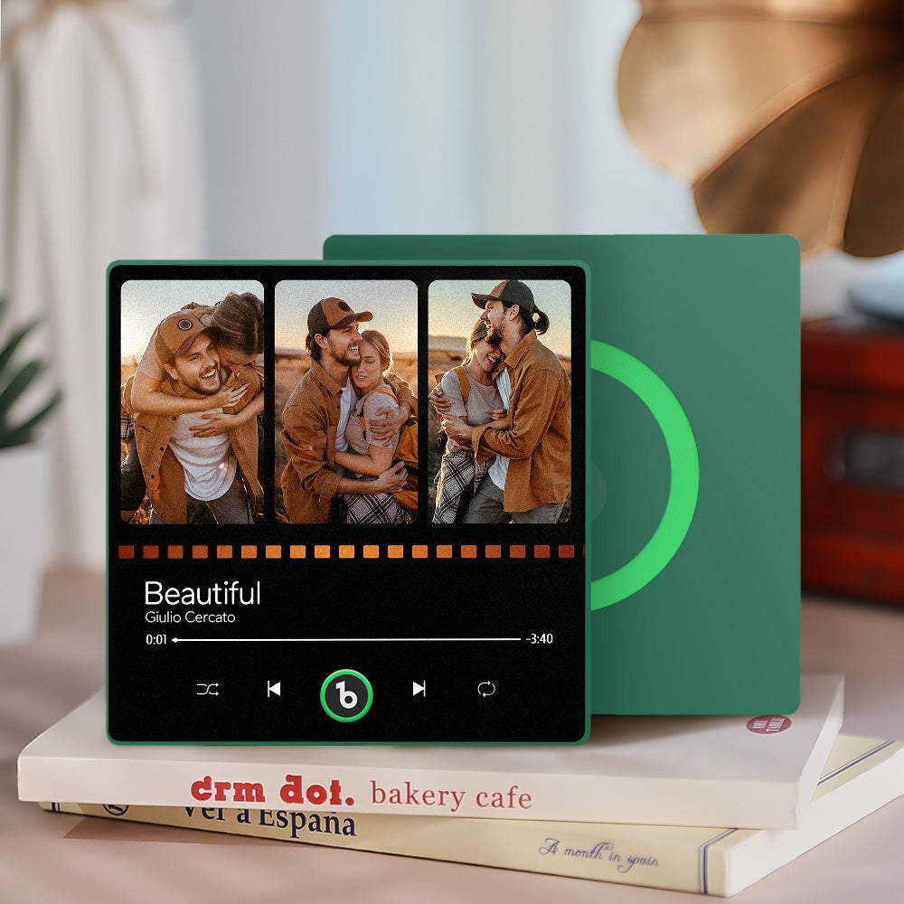Personalized FridgeBeats Framed 4.0 Custom Collage Music Fridge Magnet with Photo For Valentines Gift