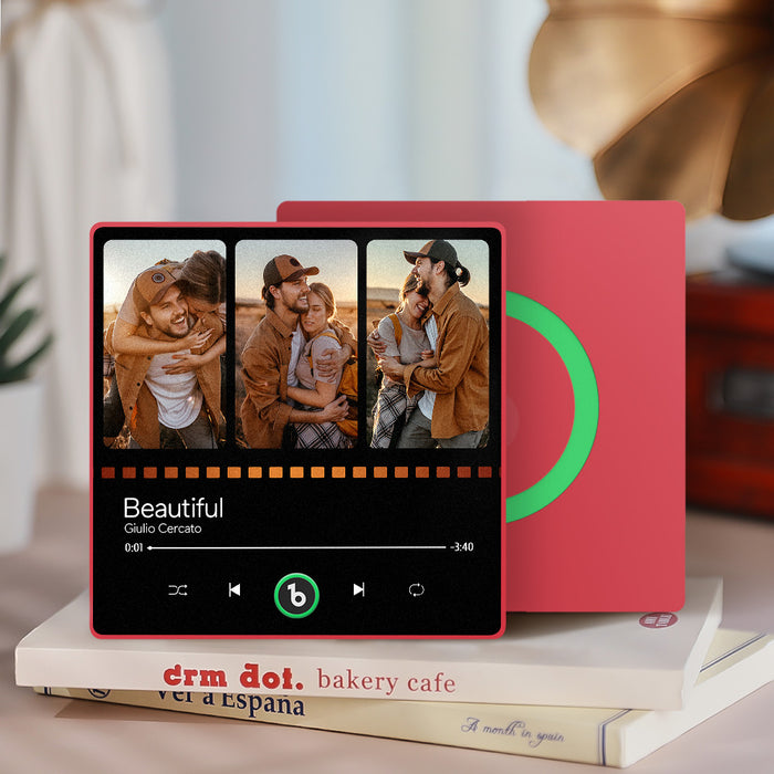Personalized FridgeBeats Framed 4.0 Custom Collage Music Fridge Magnet with Photo For Valentines Gift