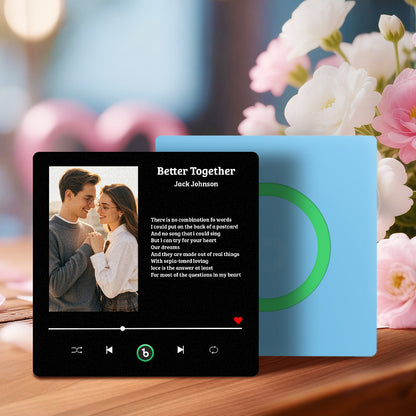 FridgeBeats Frameless Custom Fridge Magnet Personalized Couple Photo Song Quote For Valentines Gift
