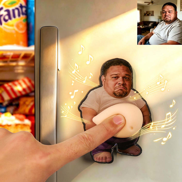 Personalized Squishy Photo & Music Fridge Magnet – Custom Photo Character Squeeze Belly Magnet with Built-in Sound, Funny Gift for Family
