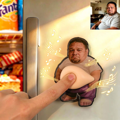 Personalized Squishy Photo & Music Fridge Magnet – Custom Photo Character Squeeze Belly Magnet with Built-in Sound, Funny Gift for Family