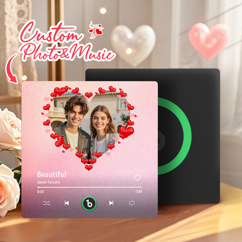 FridgeBeats Frameless 4.0 Personalized Heart Style Photo Music Fridge Magnet Valentines Gift For Wife