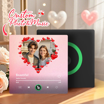 FridgeBeats Frameless 4.0 Personalized Heart Style Photo Music Fridge Magnet Valentines Gift For Wife