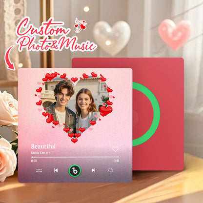 FridgeBeats Frameless 4.0 Personalized Heart Style Photo Music Fridge Magnet Valentines Gift For Wife