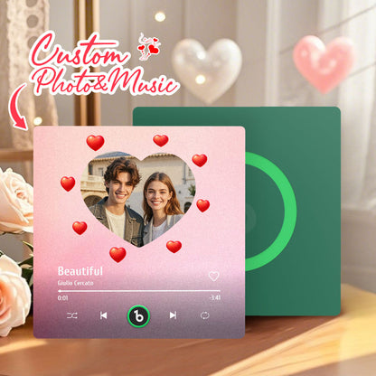 Personalized FridgeBeats Frameless 4.0 Music Fridge Magnet Heart Style Valentines Gift With Musica and Photo