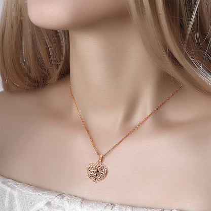 Cutsom Angel Wings Heart Locket Necklace with Engraving for Girlfriend/Wife